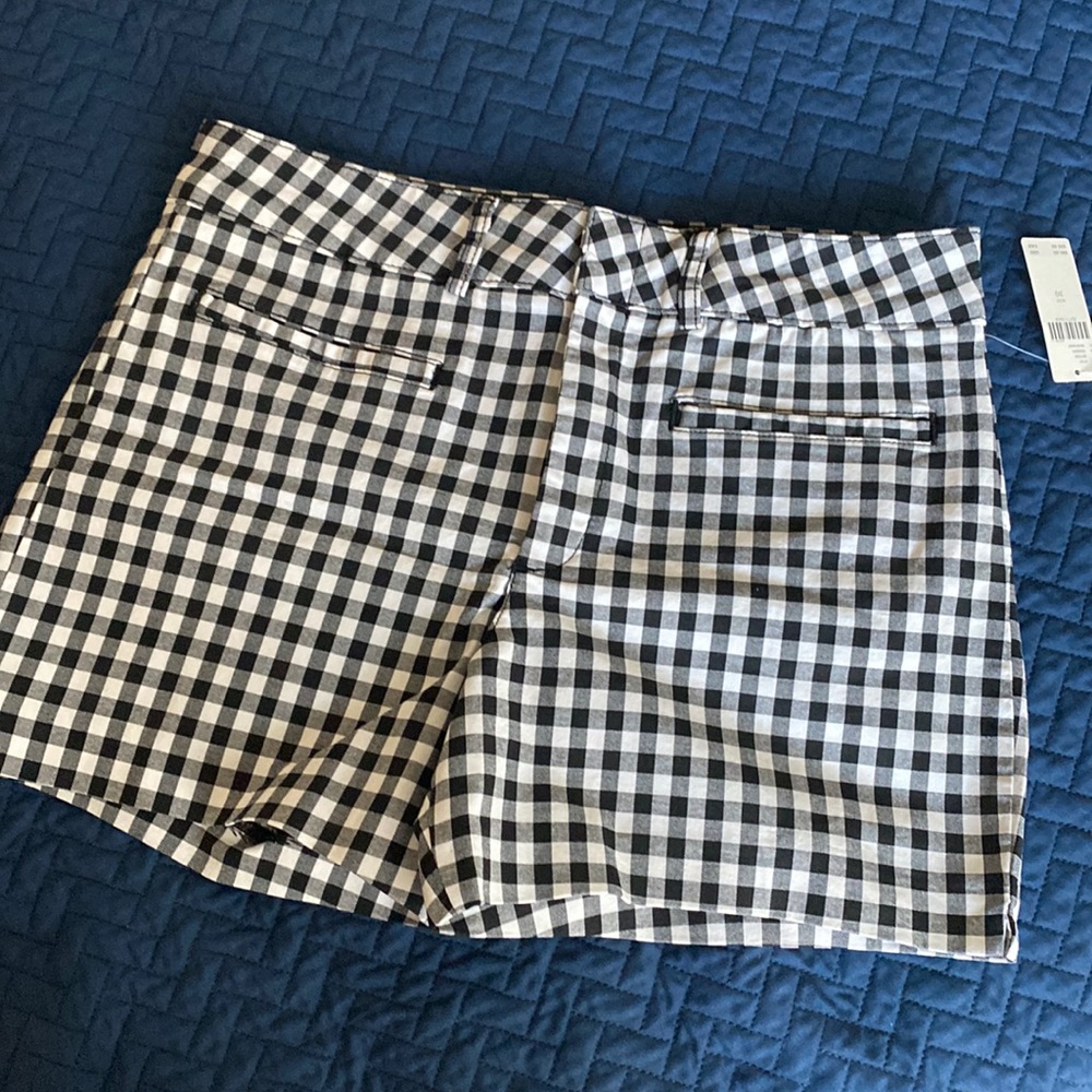 Black and white checkered pattern shorts from Anthropologie.